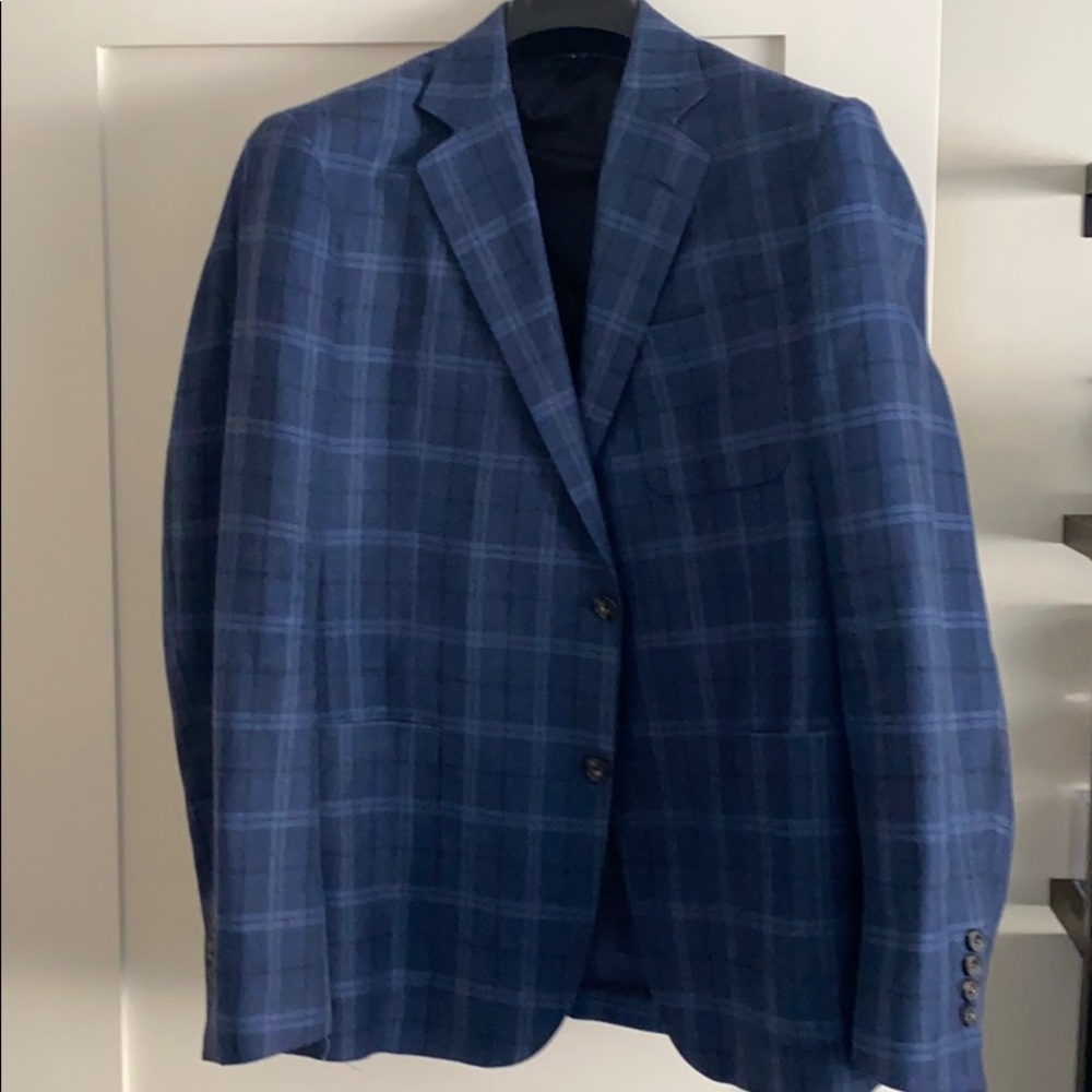 Blue plaid linen jacket